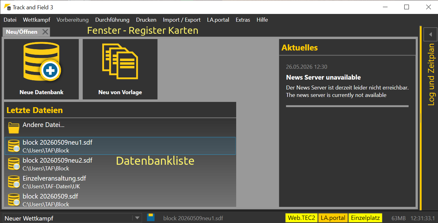 Startfenster von Seltec 